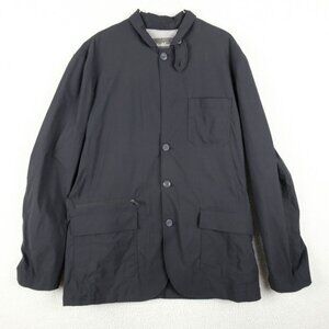 Eddie Bauer Travex Coat Mens 42 Large Black Button Up Casual City Chin Strap